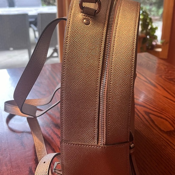 Platinum Coach Leather Backpack with silver hardware - Picture 4 of 8